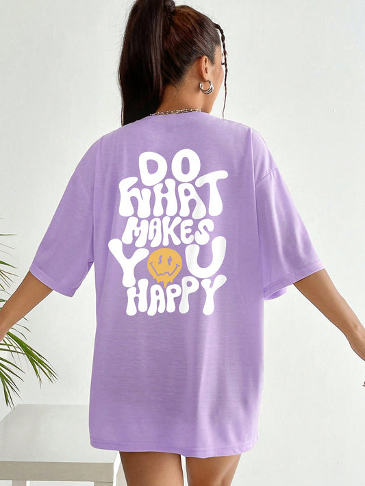 whats make you happy women Oversized Tee - purple