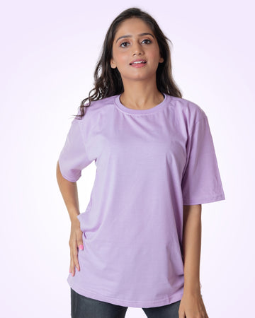 lavender Solid Oversize tshirt  Round Neck