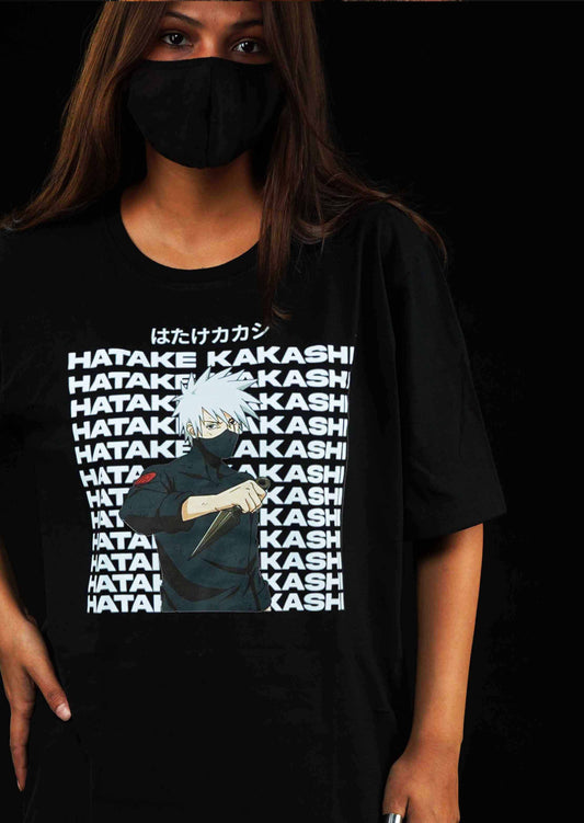 Kakashi - text Black Oversize Tshirt