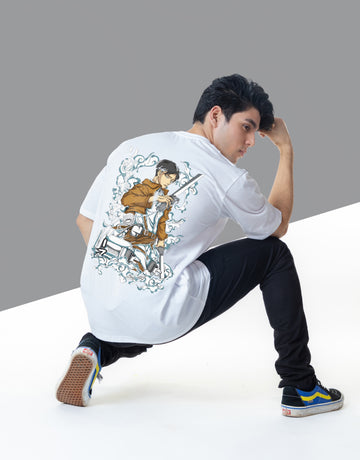 Eren Yeager AOT white Oversize Tshirt